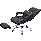SONGMICS オフィスチェア リクライニングチェア オットマン付き 社長椅子 枕付き 徹底的にリラックス OBG071B01