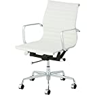 オフィスコム デザイナーズチェア ローバック PUレザー キャスター付き 肘付き 事務椅子 オフィスチェア リプロダクト 幅640×奥行655×高さ880～965mm ホワイト ALUMINUM-L-WH