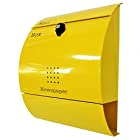 おしゃれな郵便ポスト郵便受けmailbox大型 プレミアムステンレスイエロー黄色ポストpm031