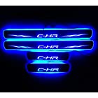 IDHIA トヨタ Ｃ－ＨＲ LED スカッフプレート キッキングプレート サイドステップ ガーニッシュ 黒鏡面 (ブルーLED)
