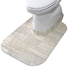 サンコー ずれない トイレマット 拭ける 床汚れ防止 ロング ホワイト ウッド 60×85cm おくだけ吸着 日本製 KV-18