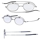 SHIORI 老眼鏡 おしゃれ薄型リーディンググラス SI-07-1 +2.00 かっこいい跳ね上げ式 機能美 メンズ シルバーマット