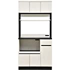 リーテンスタッド 食器棚 キッチン収納 幅90.3cm ハイタイプ コンセント付き 組立式 ホワイトオーク × ブラック Z3-wobk