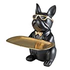 #N/A クリエイティブ犬キー収納トレイグッズ置物クラフトジュエリー雑貨ラックコインボックス動物形状ホーム彫刻装飾 - 黒