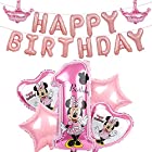 CrzPai ミニー 1歳 誕生日 飾り付け 女の子 お祝い バースデーパーティー Happy Birthday風船 飾り バルーン デコレーション セット 記念撮影