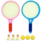 (POMAIKAI) テニス バドミントン ラケット セット 子供 外遊び おもちゃ シャトル3個＋ボール3個 (ブルー＋ピンク)