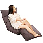 Mugita 座椅子 座椅子ソファー フロアチェア リクライニング 足枕付き 低反発 人気ランキング 腰痛対策 コンパクト 14段階 折りたたみ (ブラウン)