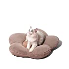 NIQU-Q 猫 ベッド 犬 ベッド ペットベッド 冬用 夏用 オールシーズンで使えるペット用クッション 猫、小型犬、に使えるフワフワもっちり温かく洗える猫用と犬用クッションマット (ブラウン, 花)