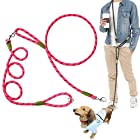 Wagoo 犬 リード ショルダーリード 3m ロープ 小型、中型、大型犬用リード 肩掛け ハンズフリー たすき掛け 斜め掛け 多機能 (ピンク)