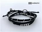 [wakami] ワカミ ブレスレット 3 Strand Stone bracelet WAAN2111-BLK ＜ブラック 3ストランド ユニセックス メンズ レディース アクセサリー ロング 小物 雑貨 ハンドメイド ペア＞