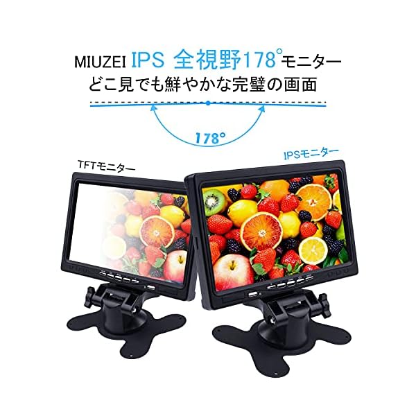 MIUZEI [178°全画面モニター] 7型1080P IPSディスプレイ - テレビ/映像機器