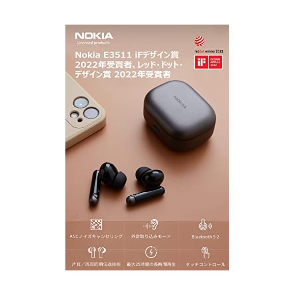 安い在庫ノキア(Nokia) ワイヤレスイヤホン　最先進Bluetooth5.2 ヘッドフォン/イヤフォン