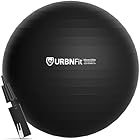 URBNFit バランスボール （サイズ複数）、フィットネス トレーニング ストレッチ ヨガ ピラティスボール、ノンバースト設計、バランスボール 空気入れ付属、55cm / ブラック