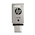 HP 64GB USB3.1対応 Type-C + A デュアルUSBメモリ 金属製の360度回転デザイン2in1 OTG シルバー フラッシュドライブ x5000m HPFD5000M-64