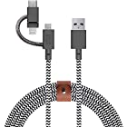 NATIVE UNION [ネイティブユニオン] BELT Cable Universal 3-in-1 高耐久 急速充電ケーブル (ライトニング/USB-C/Micro-USB端子対応) [MFi認証] (2m)(Zebra)