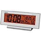 セイコークロック 置き時計 04:銀色メタリック 本体サイズ:8.3×20.6×5.0cm 目覚まし時計 電波 デジタル カレンダー 温度 湿度 表示 SQ792S