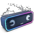 DOSS SoundBox Pro+ Bluetoothワイヤレススピーカー 【24W 重低音／１5時間再生 ／ワイヤレスステレオ対応／リズムに合わせるランプ搭載／IPX5 規格防水機能／マイク内蔵／20ｍ最大伝送距離／小型 旅行用／車載用】 大