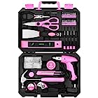 DEKO Pink 98 Piece Tool Set,General Household Hand Tool Kit with Plastic Toolbox Storage Case 141［並行輸入］