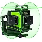 Huepar 3x360° レーザー墨出し器 グリーン 緑色 レーザー クロスライン 大矩 フルライン照射モデル 自動補正 2電源方式 USB充電可能 受光器対応 GF360G