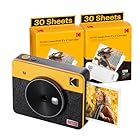 コダック KODAK Mini Shot 3 Retro 4PASS 2-in-1インスタントカメラ＆フォトプリンター(7.6cmx7.6cm)+68枚バンドル,イエロー