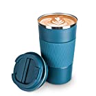 COLOCUP コーヒーカップ ステンレスマグ 保温保冷 直飲み 携帯マグ タンブラー 二重構造 真空断熱 (ブルー, 510ML)