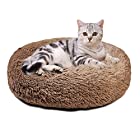 Aurako 40cm 犬ベッド 猫ベッド ふわふわ 丸型 クッション ドーナツペットベッド ぐっすり眠る 猫用 小型犬用 もこもこ 暖かい 滑り止め 防寒 寒さ対策 洗濯可能 子犬 猫用 サイズ選択可 カーキ