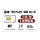日本 プリペイドSIM 1GB/月1年間有効 4G-LTE対応 Docomo回線 データ通信専用SIMカード (1GB)