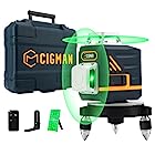 CIGMAN レーザー墨出し器 2x360°グリーンレーザー 水準器ツール 30メートル作業範囲 磁気回転スタンド リモートコントロール Type-C充電ケーブル付き(CM720)