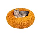Beboore 猫 ベッド 犬 犬用ベッド ペットベッド クッション ネコ 猫用 ケージ用 洗える 丸型 中型犬 小型犬 うさぎ 冬 滑り止め 丸洗いふわふわ かわいい（オレンジ 60cm）