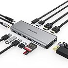 WAVLINK 13-in-1 USB Type-C ミニドッキングステーション HDMIアダプター - 4K出力3840 x 2160@30Hz 多機能 USB 3.0変換アダプター3×USB3.0/1×USB2.0/ LANポートRJ45（1