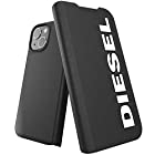 DIESEL iPhone13miniケース 手帳型 おしゃれ ブランド ロゴ FW20デザイン （ディーゼル iPhone 13 mini 手帳型ケース, ブラック/ホワイト）