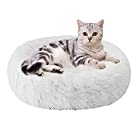 Aurako 40cm 犬ベッド 猫ベッド ふわふわ 丸型 クッション ドーナツペットベッド ぐっすり眠る 猫用 小型犬用 もこもこ 暖かい 滑り止め 防寒 寒さ対策 洗濯可能 子犬 猫用 サイズ選択可 乳白色
