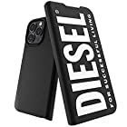 DIESEL iphone13proケース 手帳型 おしゃれ ブランド ロゴ SS22 デザイン （ディーゼル iPhone 13Pro ケース 手帳型ケース, ブラック/ホワイト）