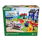 BRIO WORLD (ブリオ ワールド) レスキューチームセット 36025 [全44ピース] 対象年齢 3歳~ (電動車両 電車 おもちゃ 木製 レール) 赤、緑、青、黄