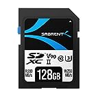 SABRENT SDカード 128GB、SDカード V90、メモリーカード、UHS-IIメモリーカード、280MB/秒の高速転送、キヤノン、富士フイルム、パナソニック、ニコン、その他のあらゆるUHS-IIカメラと互換性あり（SD-TL90-128