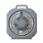 ドウシシャ Wind GEAR（ウインドギア） 扇風機 アウトドア LEDライト付 防水機能 (IPX4) 2電源対応（充電式・USB電源） 20㎝ ストーングレー