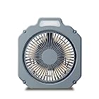 ドウシシャ Wind GEAR（ウインドギア） 扇風機 アウトドア LEDライト付 防水機能 (IPX4) 2電源対応（充電式・USB電源） 14㎝ ストーングレー