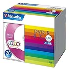 バーベイタムジャパン(Verbatim Japan) 1回記録用 DVD-R 4.7GB 20枚 5色カラーディスク 片面1層 1-16倍速 DHR47JM20V1