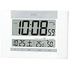 セイコークロック 掛け時計 置き時計 兼用 電波 デジタル カレンダー 快適度 温度 湿度 表示 薄型 白 パール SQ429W