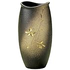 丸伊製陶 信楽焼 へちもん 花瓶 フラワーベース 大きい 縦長 茶色 金彩花彫 直径約13×高さ30cm 仏壇 陶器 MR-1-2551