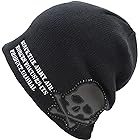 [エクサス] ニット帽 スカルエンブレム柄 伸縮性あり ブラック