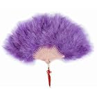 アクセントの飾り紐付 高級羽扇子 コスチューム用小物 紫 約30cm