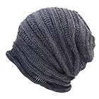 [エクサス]ニット帽 ジャガード タック付き 伸縮性あり 約65cm ブラックグレー