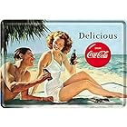 NOSTALGIC ART コカ・コーラ Coca-Cola - Beach Couple/ポストカード はがき (ブリキ製)