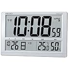 セイコー クロック 掛け時計 置き時計 兼用 電波 デジタル カレンダー 六曜 温度 湿度 表示 大型 銀色 メタリック SQ433S SEIKO