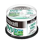 【Amazon.co.jp限定】maxell 録画用 (1回録画用) CPRM対応 DVD-R 120分 16倍速対応 インクジェットプリンタ対応ホワイト(ワイド印刷 23mm) 50枚 スピンドルケース入 DRD120PWE.50SPZ