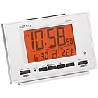 セイコー クロック 目覚まし時計 電波 デジタル 自動点灯 カレンダー 温度 表示 銀色 メタリック SQ780S SEIKO
