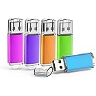 KOOTION USBメモリ 1GB 5個セットUSB2.0 USBフラッシュメモリー キャップ式 ストラップホール付き フラッシュドライブ（五色：青、紫、緑、赤、オレンジ）