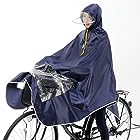 It's rainy 足元が見える ポンチョ 自転車用 バイク用 雨合羽 レインコート つば付き帽子 男女兼用 フリーサイズ 見えるンチョ (ネイビー)