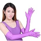 [おもしろ倶楽部] ツルツルニット ロンググローブ コスプレ 手袋 (KN02) (超特大, 紫)
